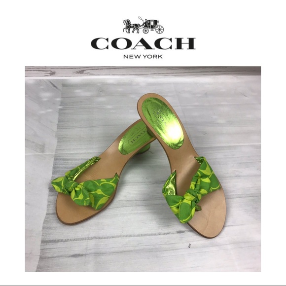 Coach Shoes - Coach Gorgeous Green Wedge Sandals. Sz 5.5”.